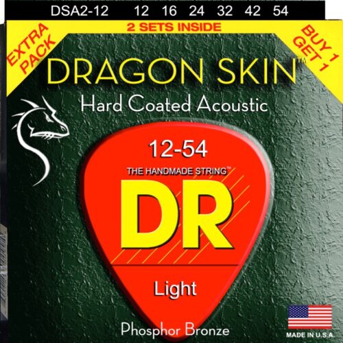 DR Strings DSA12 Coated Acoustic Strings Value Pk