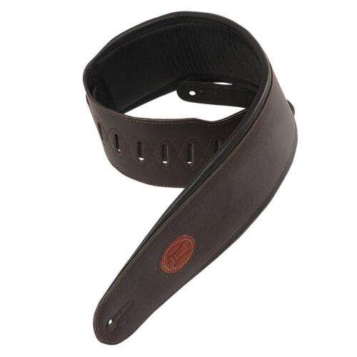 Levys MSS2-4-DBR Padded Leather Bass Strap Dark Br