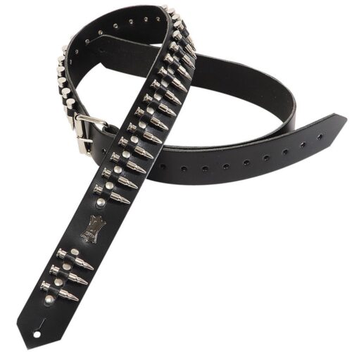 Levys PM28-2B-BLK Leather Guitar Strap Blk Bullets
