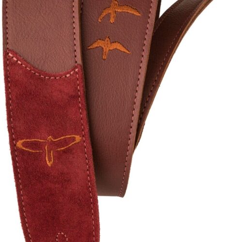 PRS Prem. Leather Strap Embroidered Birds Burgundy