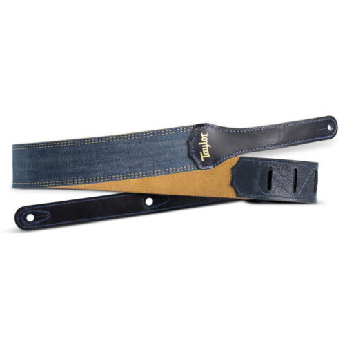 Taylor Blue Denim 2 Guitar Strap Gold Logo