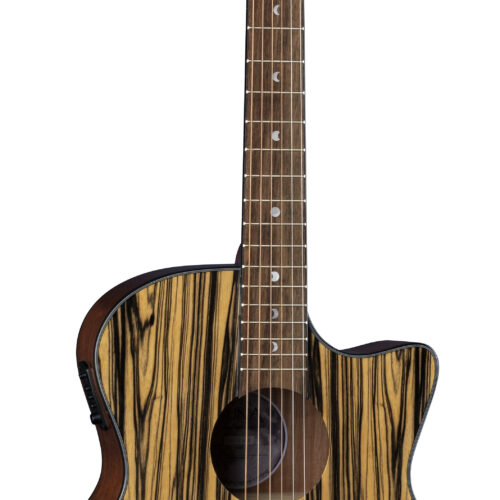 Luna Gypsy Exotic A/E Guitar Black White Ebony