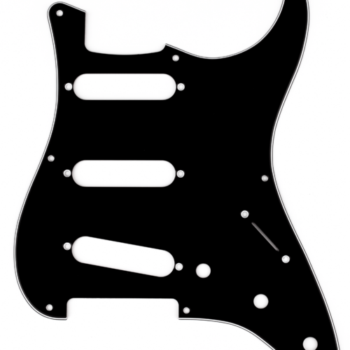 8-Hole '50s Vintage-Style Stratocaster S/S/S Pickguards - Black / 3-Ply