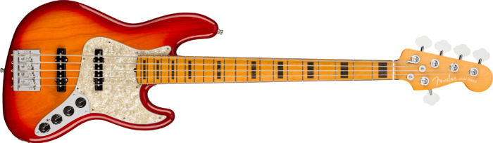American Ultra Jazz Bass® V - Plasma Red Burst / Maple / Ash