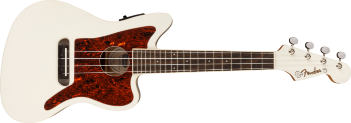 Fullerton Jazzmaster® Uke - Olympic White / Walnut / Mahogany