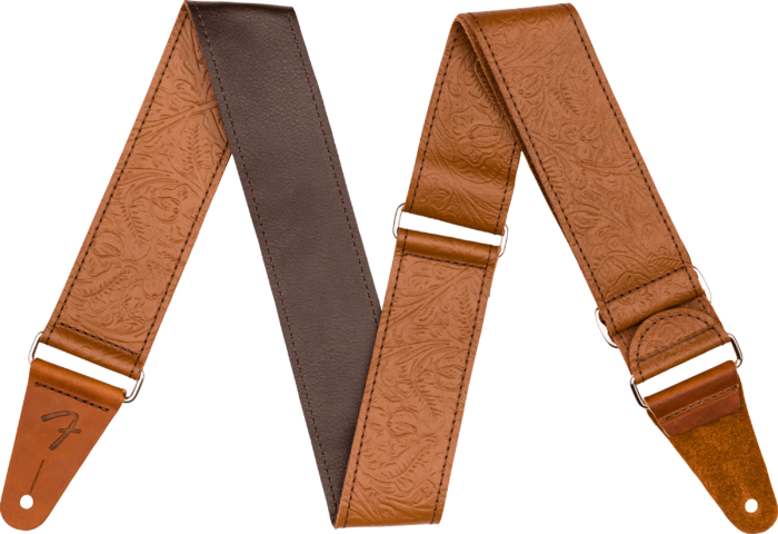 Tooled Leather Guitar Straps - Brown / 2" (50.8 mm)