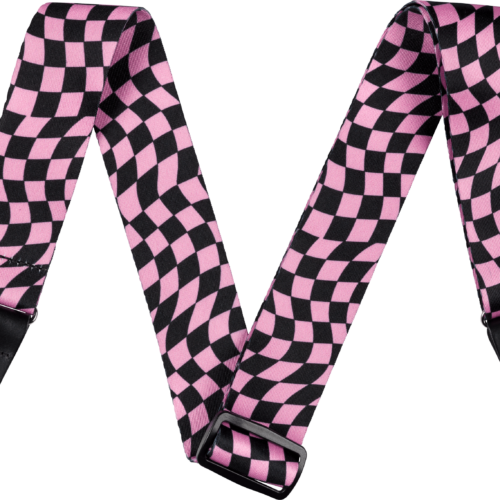Wavy Checkerboard Polyester Strap - Pink / 2" (50.8 mm)