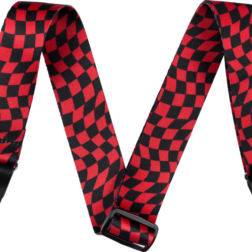 Wavy Checkerboard Polyester Strap - Red / 2" (50.8 mm)