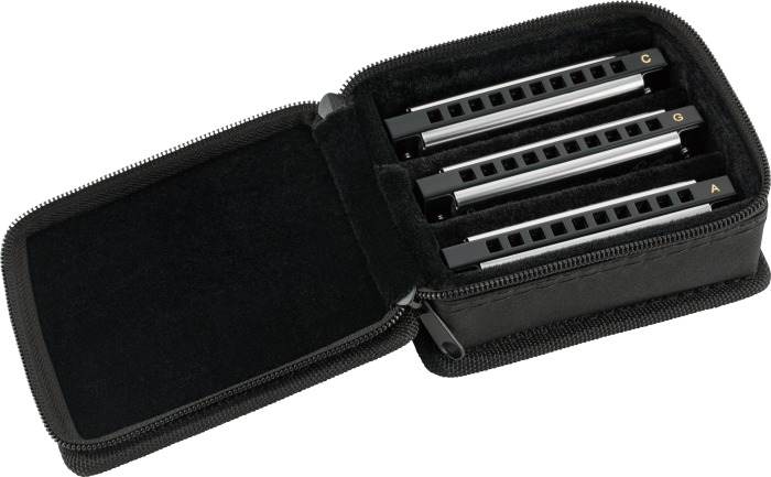 Blues Deluxe Harmonicas - 3 Pack with Case - Image 2