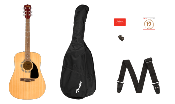 FA-115 Dreadnought Pack - Natural / Walnut / Laminated Spruce Top with Laminated Mahogany Back and Sides