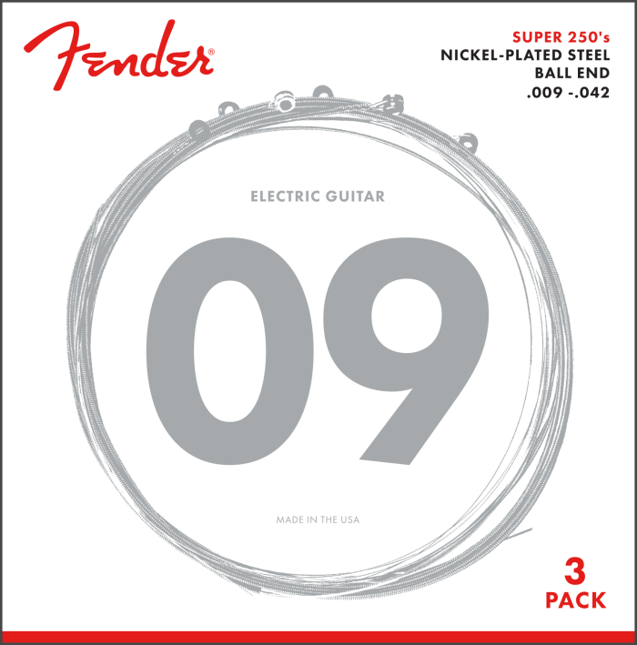 Super 250's Nickel-Plated Steel Guitar Strings - 3 Pack