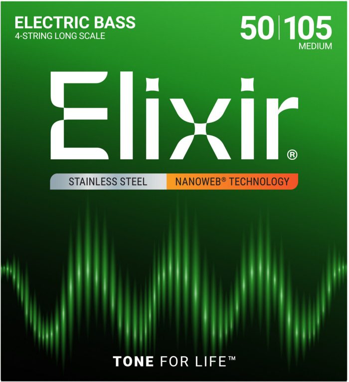 Elixir 14702 Stainless Steel NANOWEB 4St Bass Set