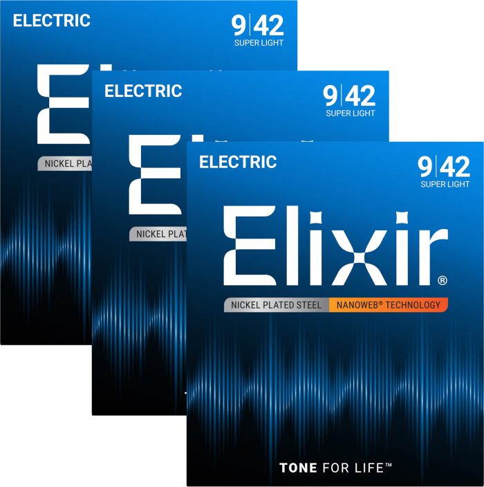 Elixir 16540 Super Light El Gtr String NANOWEB 3pk