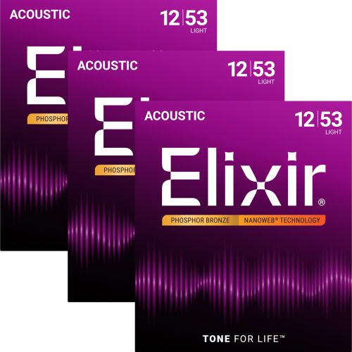 Elixir 16545 Phosphor Bronze Ac Strings Light 3 Pk