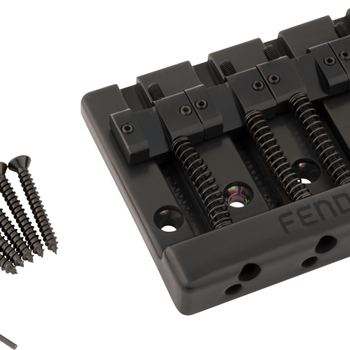 Fender® HiMass™ 4-String Bass Bridge Assembly With Brass Saddles - Black