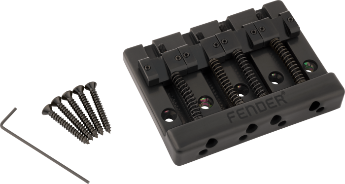 Fender® HiMass™ 4-String Bass Bridge Assembly With Brass Saddles - Black