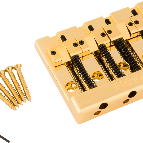 Fender® HiMass™ 4-String Bass Bridge Assembly With Brass Saddles - Gold