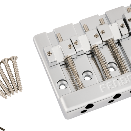 Fender® HiMass™ 4-String Bass Bridge Assembly With Zinc Saddles - Chrome
