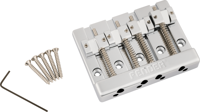 Fender® HiMass™ 4-String Bass Bridge Assembly With Zinc Saddles - Chrome
