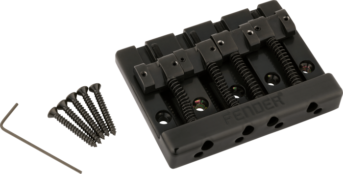 Fender® HiMass™ 4-String Bass Bridge Assembly With Zinc Saddles - Black