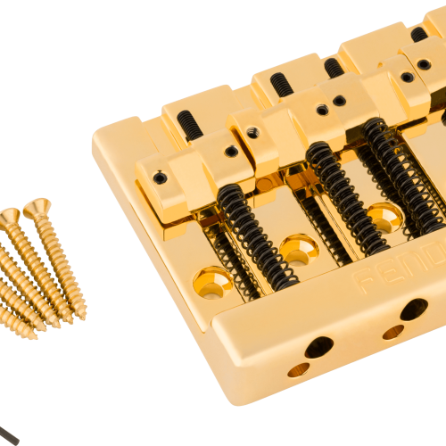 Fender® HiMass™ 4-String Bass Bridge Assembly With Zinc Saddles - Gold