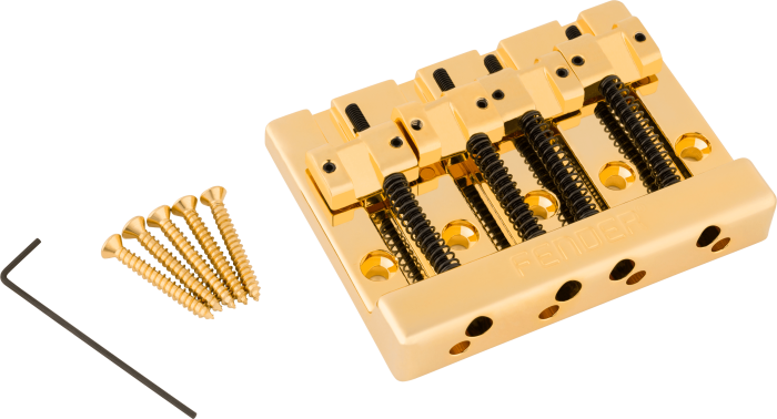 Fender® HiMass™ 4-String Bass Bridge Assembly With Zinc Saddles - Gold