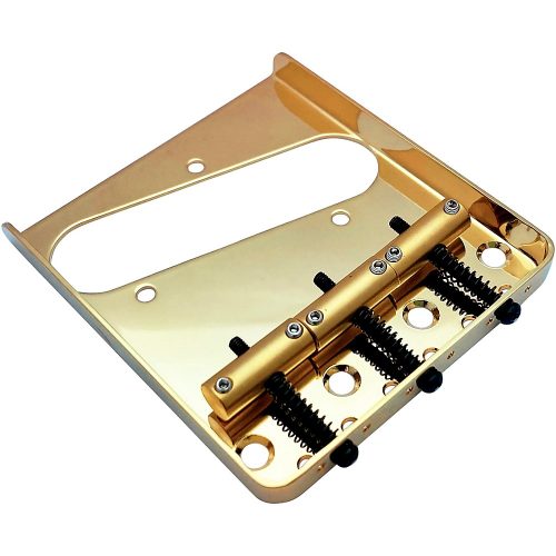 AxLabs Tele-Style Steel Plate Bridge with Vintage Saddles Gold