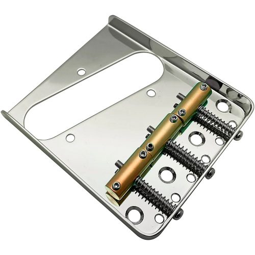AxLabs Tele-Style Steel Plate Bridge with Vintage Saddles Nickel