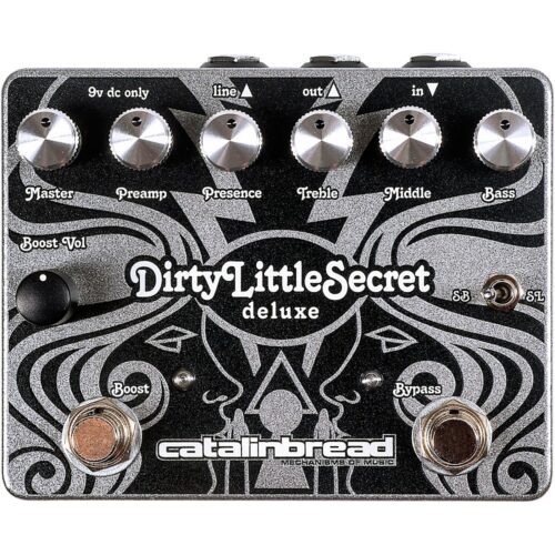 Catalinbread Dirty Little Secret Deluxe Foundation Overdrive Effects Pedal Black and Silver