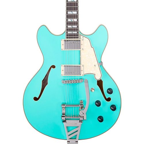 D'Angelico DAngelico Deluxe DC Semi-Hollow Electric Guitar With DAngelico Shield Tremolo Matte Surf Green