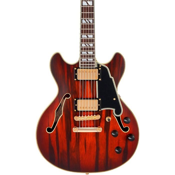 D'Angelico Deluxe Mini DC Semi-Hollow Electric Guitar Satin Brown Burst