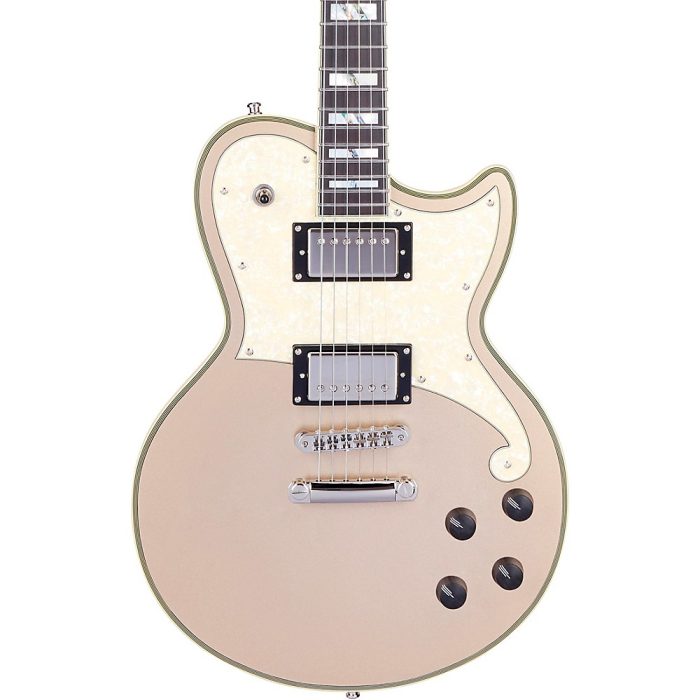 D'Angelico Deluxe Series Atlantic Solid Body Electric Guitar With USA Seymour Duncan Humbuckers and Stopbar Tailpiece Desert Gold