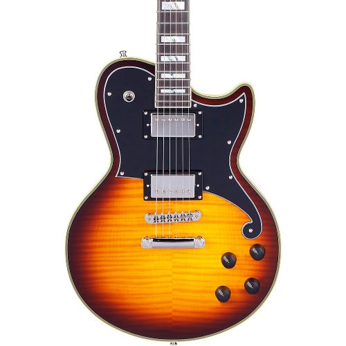 D'Angelico Deluxe Series Atlantic Solidbody Electric Guitar With USA Seymour Duncan Humbuckers and Stopbar Tailpiece Vintage Sunburst