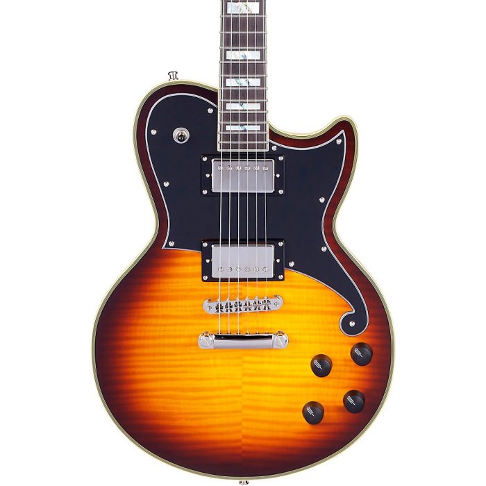 D'Angelico Deluxe Series Atlantic Solidbody Electric Guitar With USA Seymour Duncan Humbuckers and Stopbar Tailpiece Vintage Sunburst