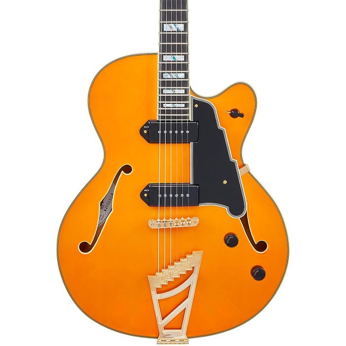 D'Angelico Excel Series 59 Hollow Body Electric Guitar With USA Seymour Duncan P-90s and Stairstep Tailpiece Vintage Natural