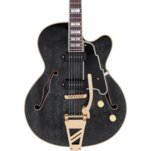 D'Angelico Excel Series 59 Hollowbody Electric Guitar with USA Seymour Duncan P-90's and Shield Tremolo Black Dog