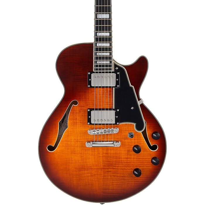 D'Angelico Premier SS Semi-Hollow Electric Guitar w/ Stopbar tailpiece Dark Iced Tea Burst