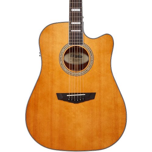 D'Angelico Premier Series Bowery Cutaway Dreadnought Acoustic-Electric Guitar Vintage Natural