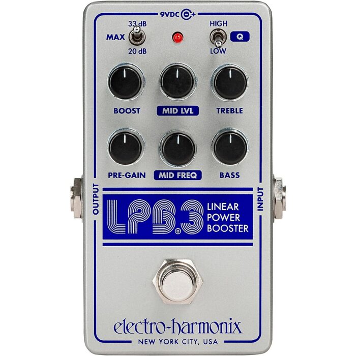 Electro-Harmonix LPB-3 Linear Power Booster & EQ Effect Pedal Silver and Blue