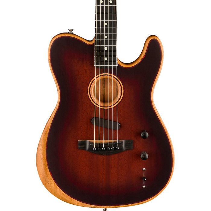 Fender American Acoustasonic Telecaster All-Mahogany Acoustic-Electric Guitar Bourbon Burst