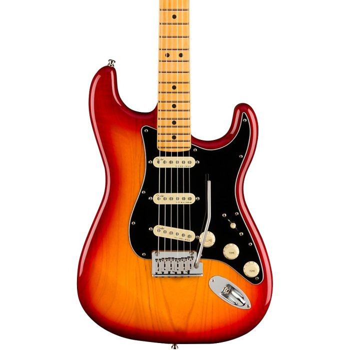 Fender American Ultra Luxe Stratocaster Maple Fingerboard Electric Guitar Plasma Red Burst