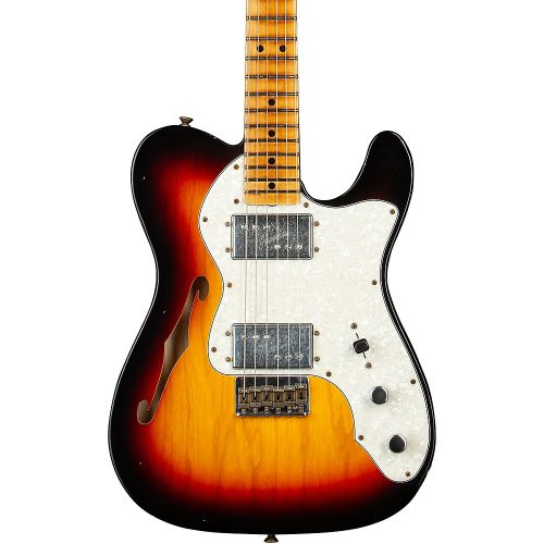 Fender Custom Shop Limited-Edition '70s Tele Thinline Journeyman Relic Electric Guitar Bleached 3-Color Sunburst