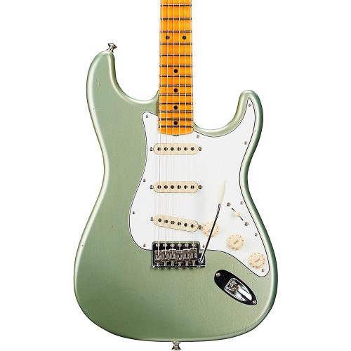 Fender Custom Shop Postmodern Stratocaster Journeyman Relic With Closet Classic Hardware Maple Fingerboard Electric Guitar Faded Aged Sage Green Metallic