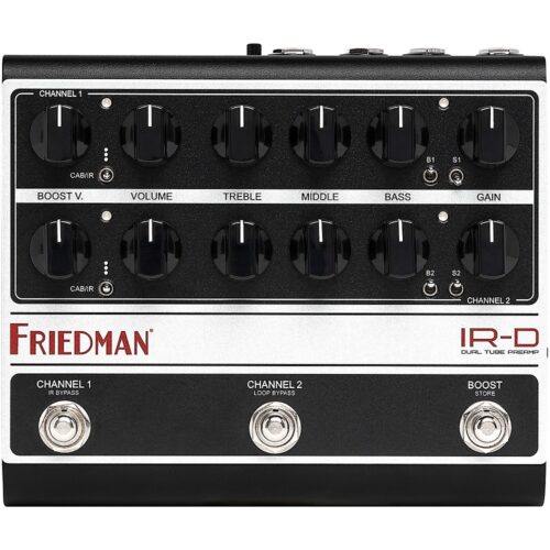 Friedman IR-D Dual-Tube Preamp DI+IR Dual-Channel 12AX7 Tubes Effects Pedal Black and Silver