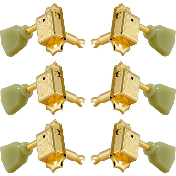 GROVER 3+3 Vintage Deluxe 133 Series Keystone Button Tuning Machines Gold