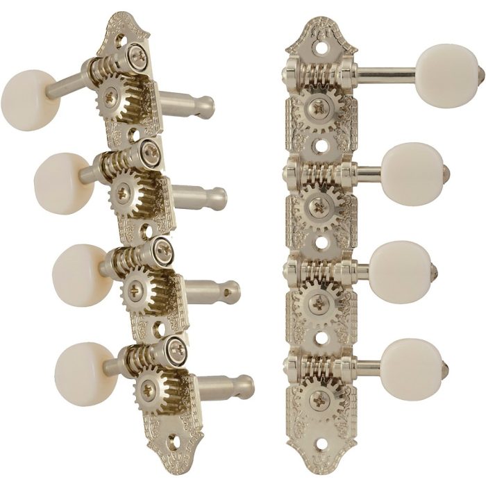 GROVER Professional Mandolin F Style 409 Series White Button Tuning Machines Nickel