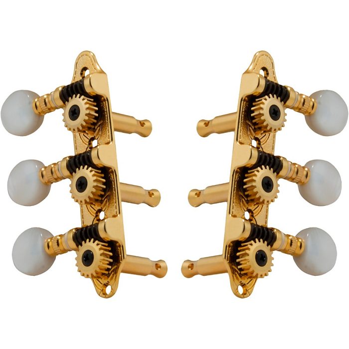 GROVER Sta-Tite Mini 3-On-A-Plate 608 Series Tuning Machines Gold