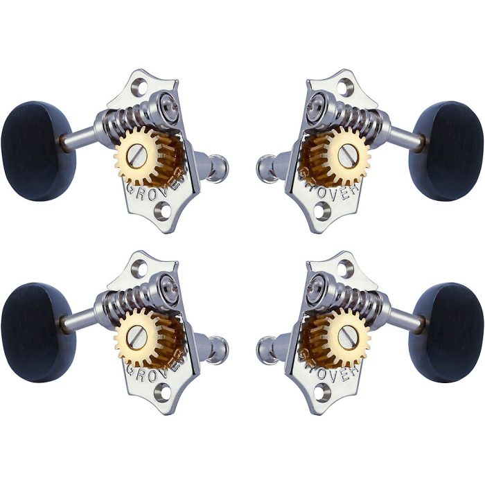 GROVER Sta-Tite Ukulele With 18:1 Gear Ratio U98-18 Series Ebony Button Tuning Machines Chrome