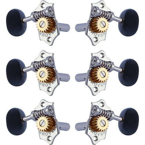 GROVER Sta-Tite With 18:1 Gear Ratio 97-18 Series Ebony Button Tuning Machines Chrome