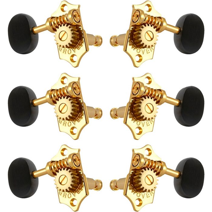 GROVER Sta-Tite With 18:1 Gear Ratio 97-18 Series Ebony Button Tuning Machines Gold